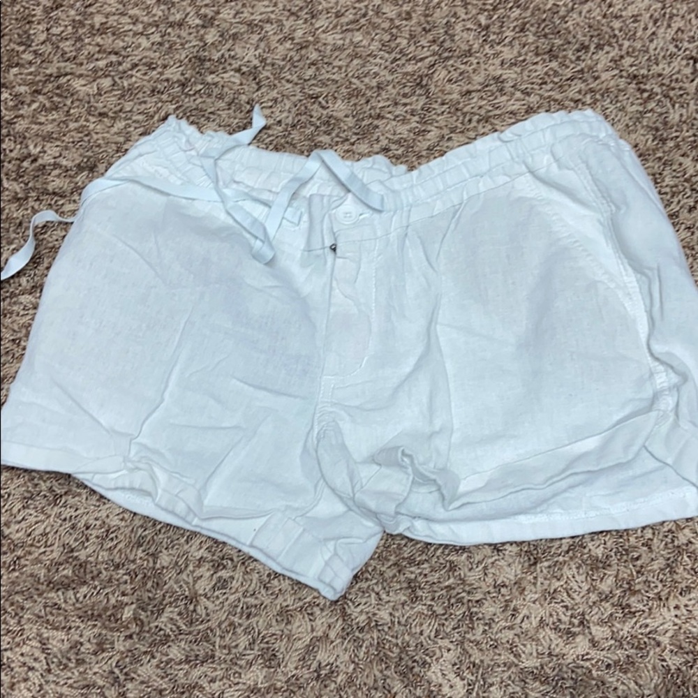 White linen shorts